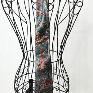 Kenneth Roberts 100% Silk Paisley Necktie, Teal, Purple, & Burgundy